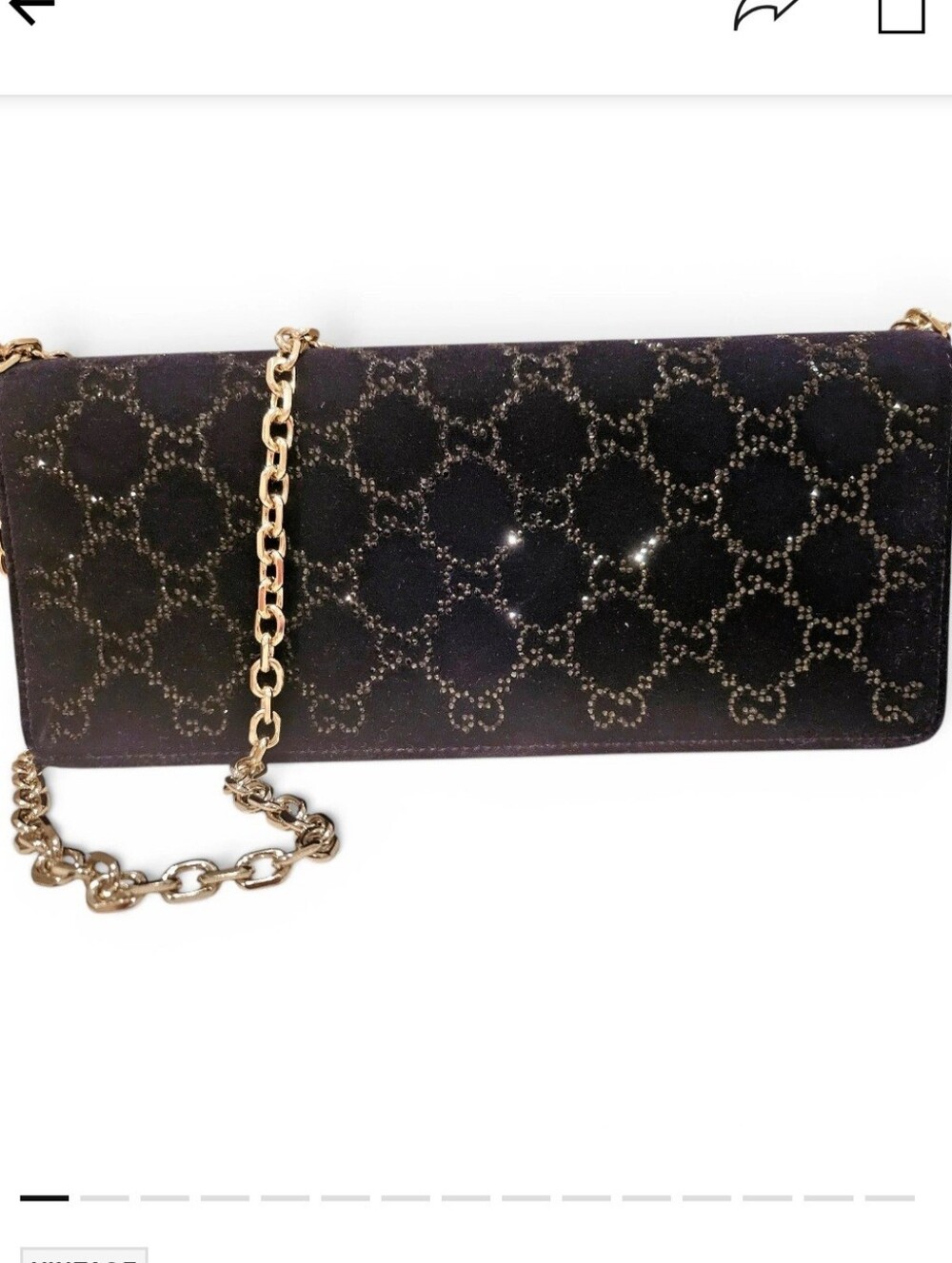Gucci GG Crystals Velvet Clutch  Crossbody Bag